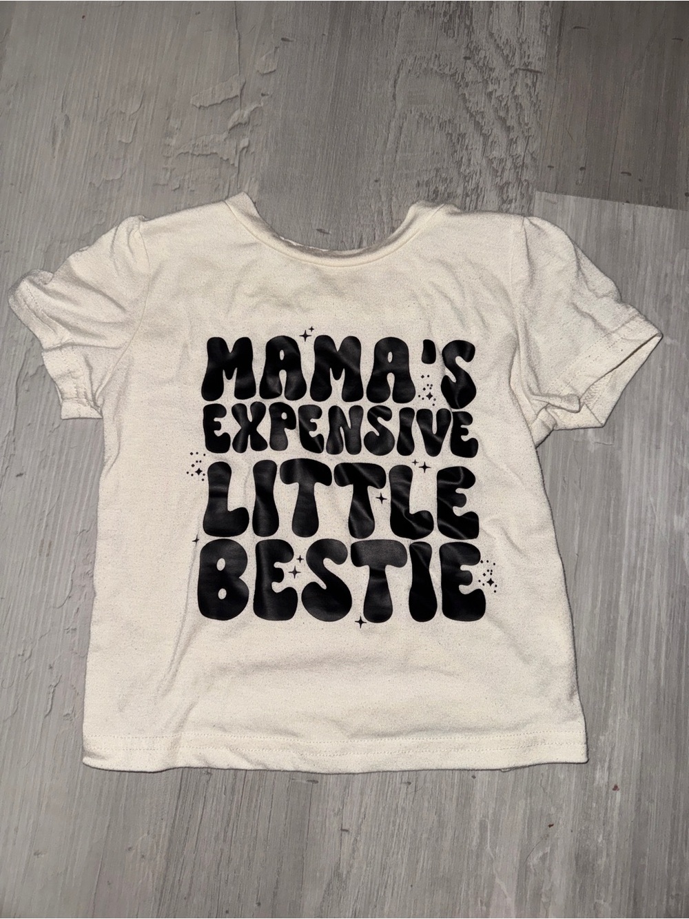 Mama's Expensive Little Bestie Kids Graphic Tee - Used Off White 3T